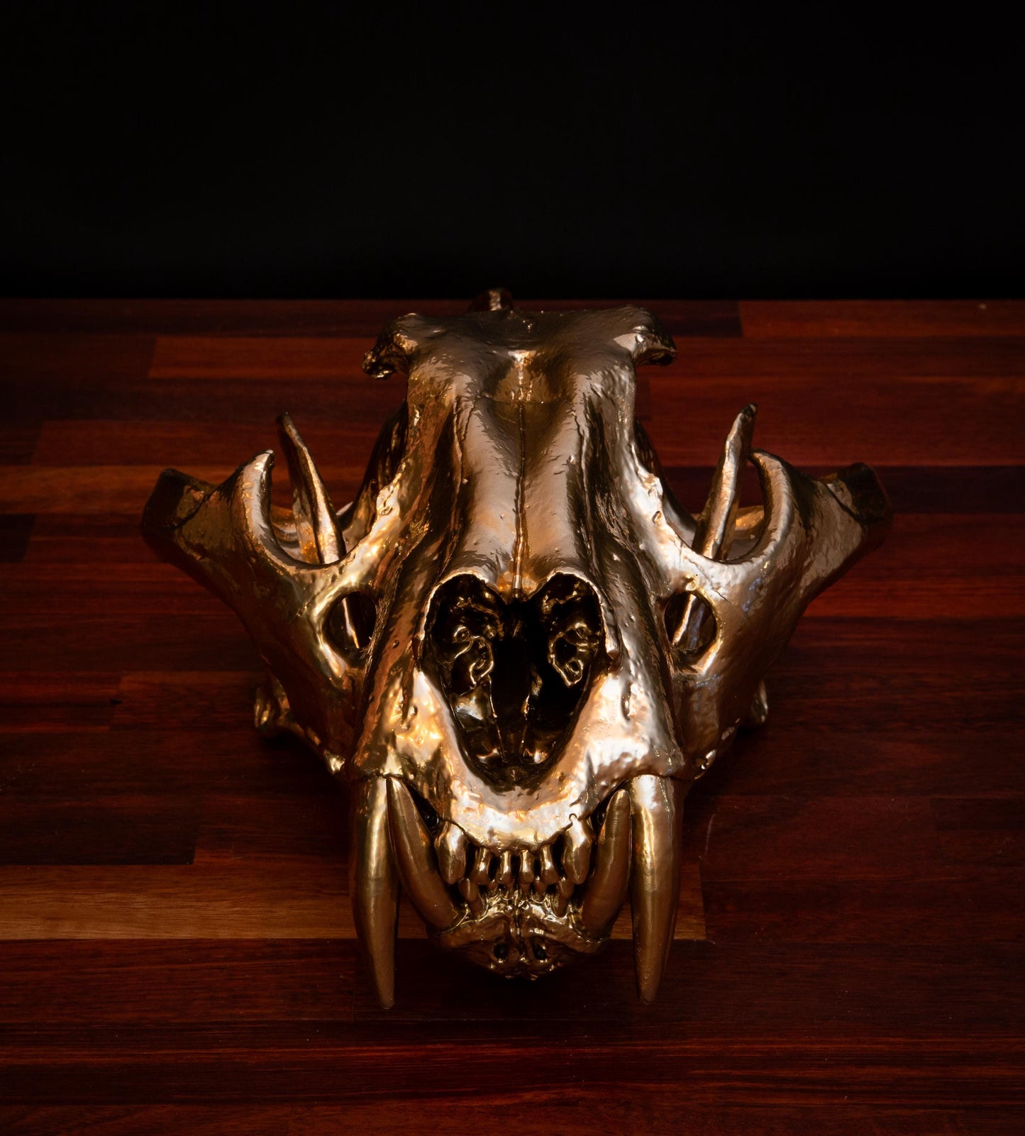 Gold Tiger Skull Replica – Full-Sized Decorative Display Piece