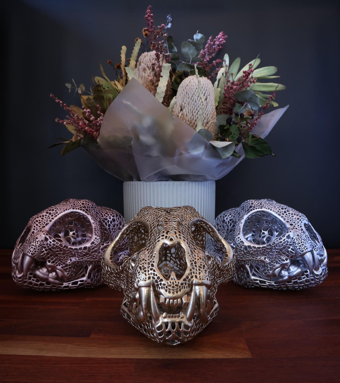 Filigree Bobcat Skull Replica – Decorative Display Piece